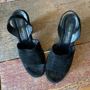 Via Spiga Black Suede Slingback Heel Sandals / W Size 9i